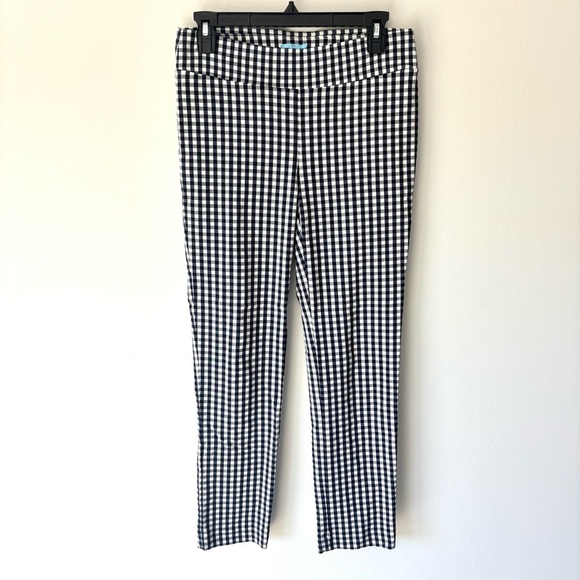 J. McLaughlin Navy White Plaid Gingham Georgina Ankle Pants Straight Leg Slim - Picture 2 of 9